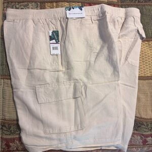Cubavera 2X Men's Linen Pull-on Cargo Shorts with Utility Pocket